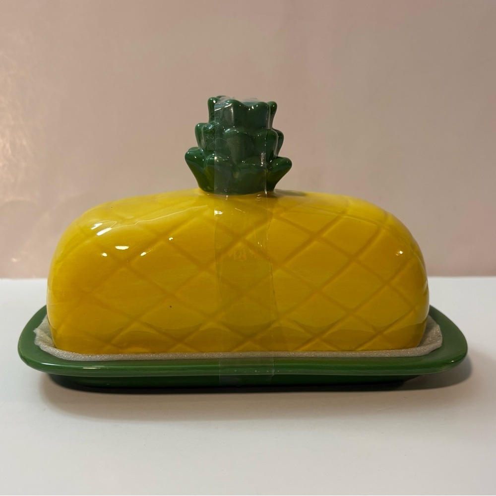 Yellow Pineapple Butter Dish new